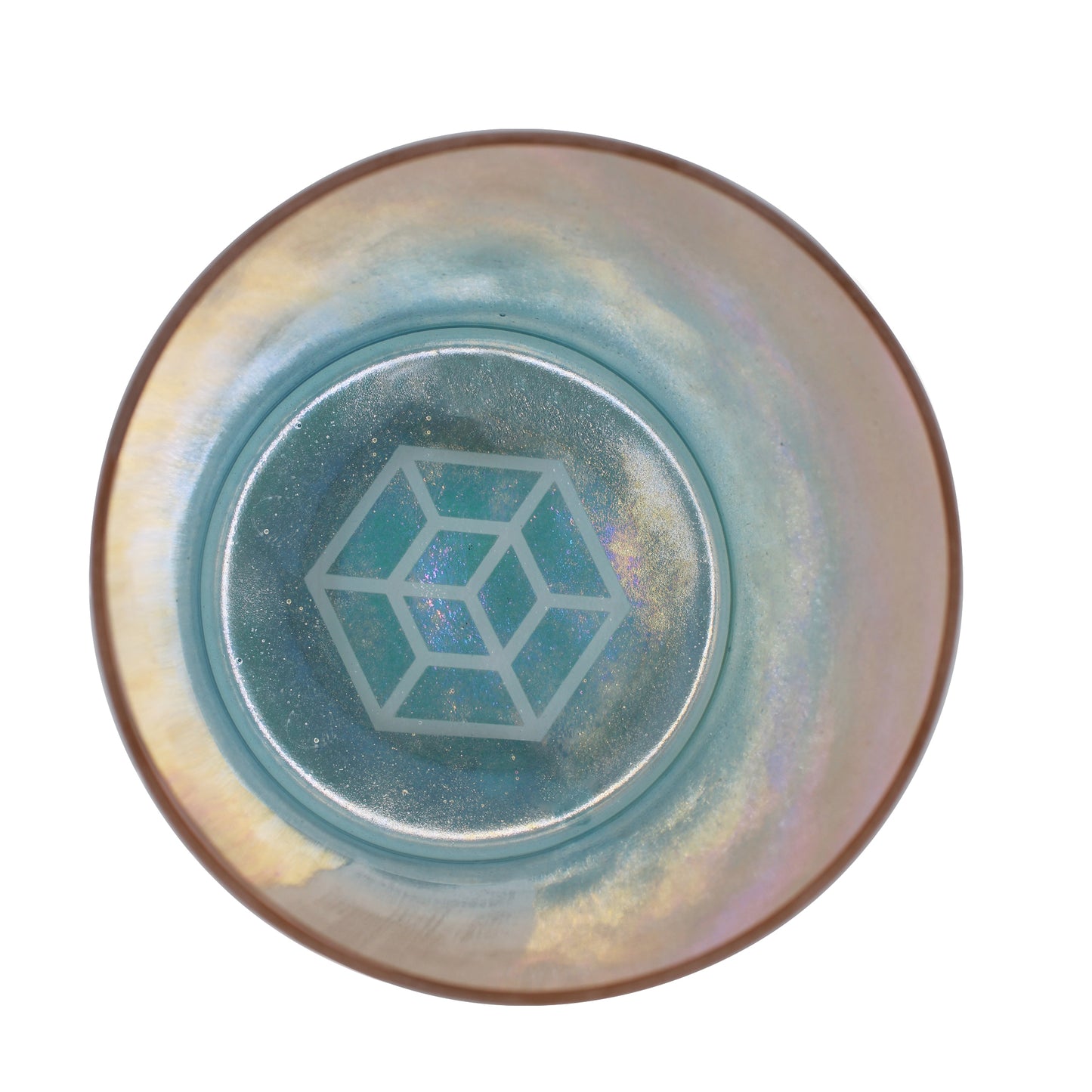 Tesseract Salt, aqua aura gold, Grandmother (Rim) Bowl - 6" G#-40